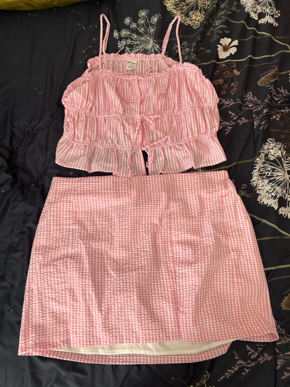 No Boundaries Pink Gingham Top & Skirt Set